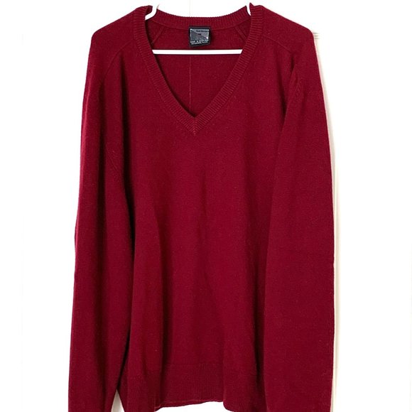 100% CASHMERE Clan Douglas Burgundy V Neck Vintage Nordstrom Sz XL - Picture 7 of 13